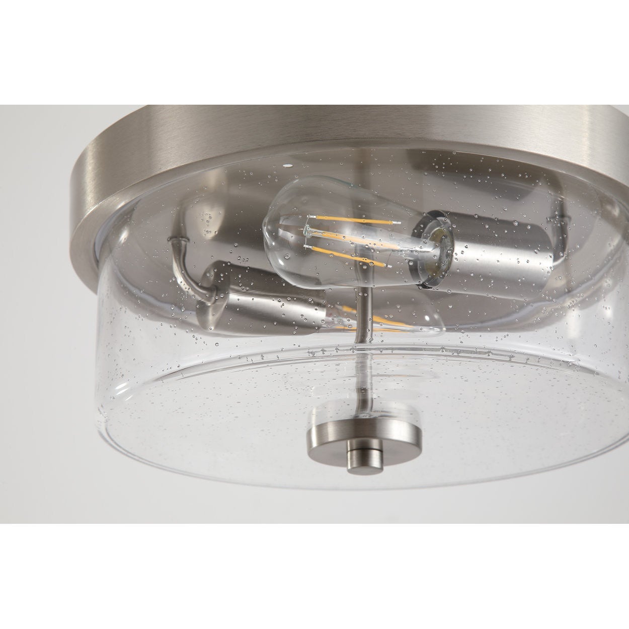 PRESTON Plaf 2L IP44 sdb CLII argent verre D33cm | Leroy Merlin