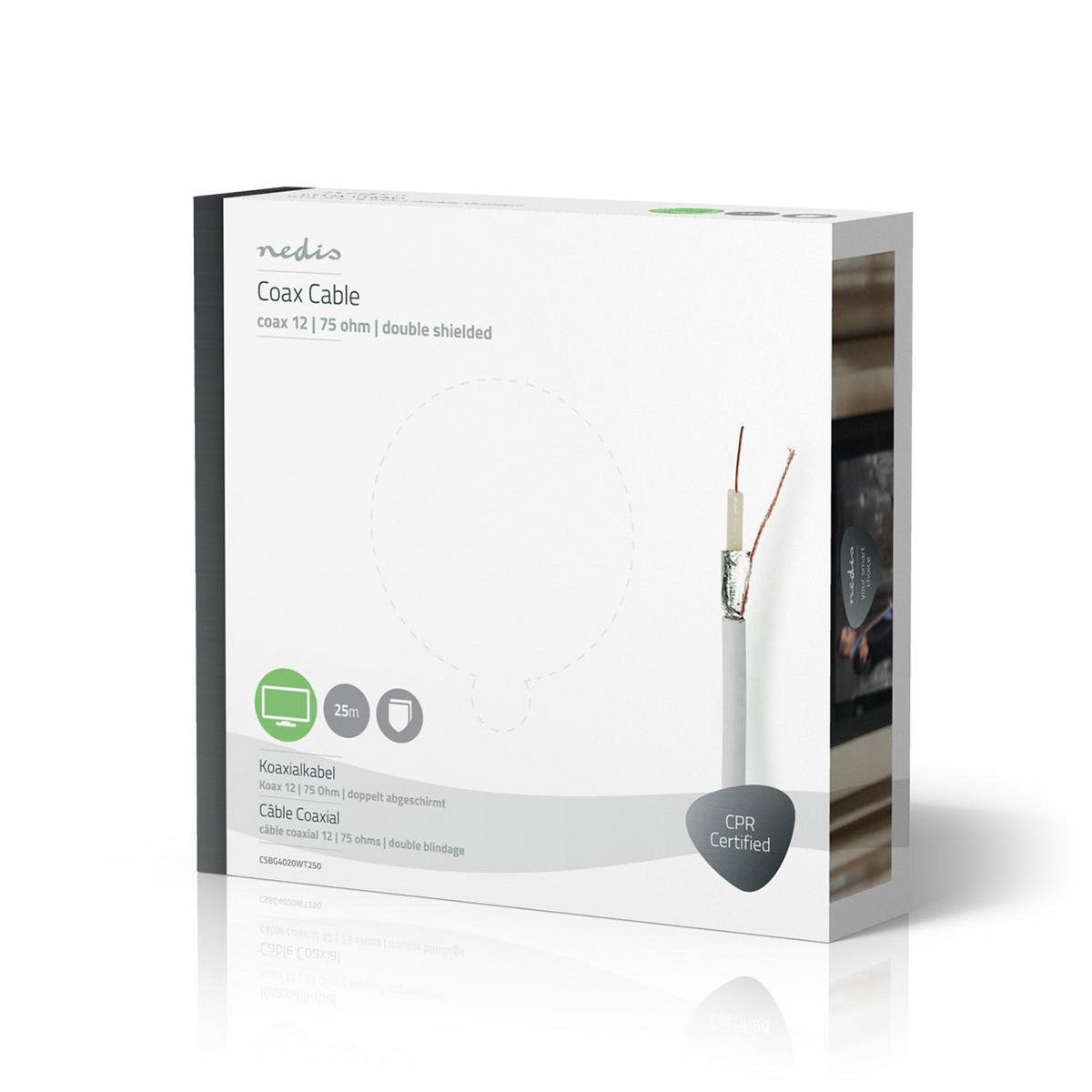 NEDIS Câble Coaxial Coaxial 12 25,0 m Boîte-Cadeau Blanc - 3