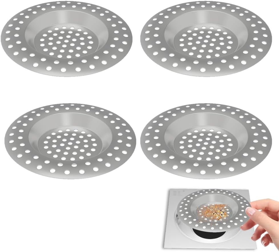 4 SZT. Filtry do odpływu, Filtr do zlewu, Kratka do zlewu kuchennego ze stali nierdzewnej, Filtr do zlewu kuchennego, do zlewu, prysznica, kuchni
