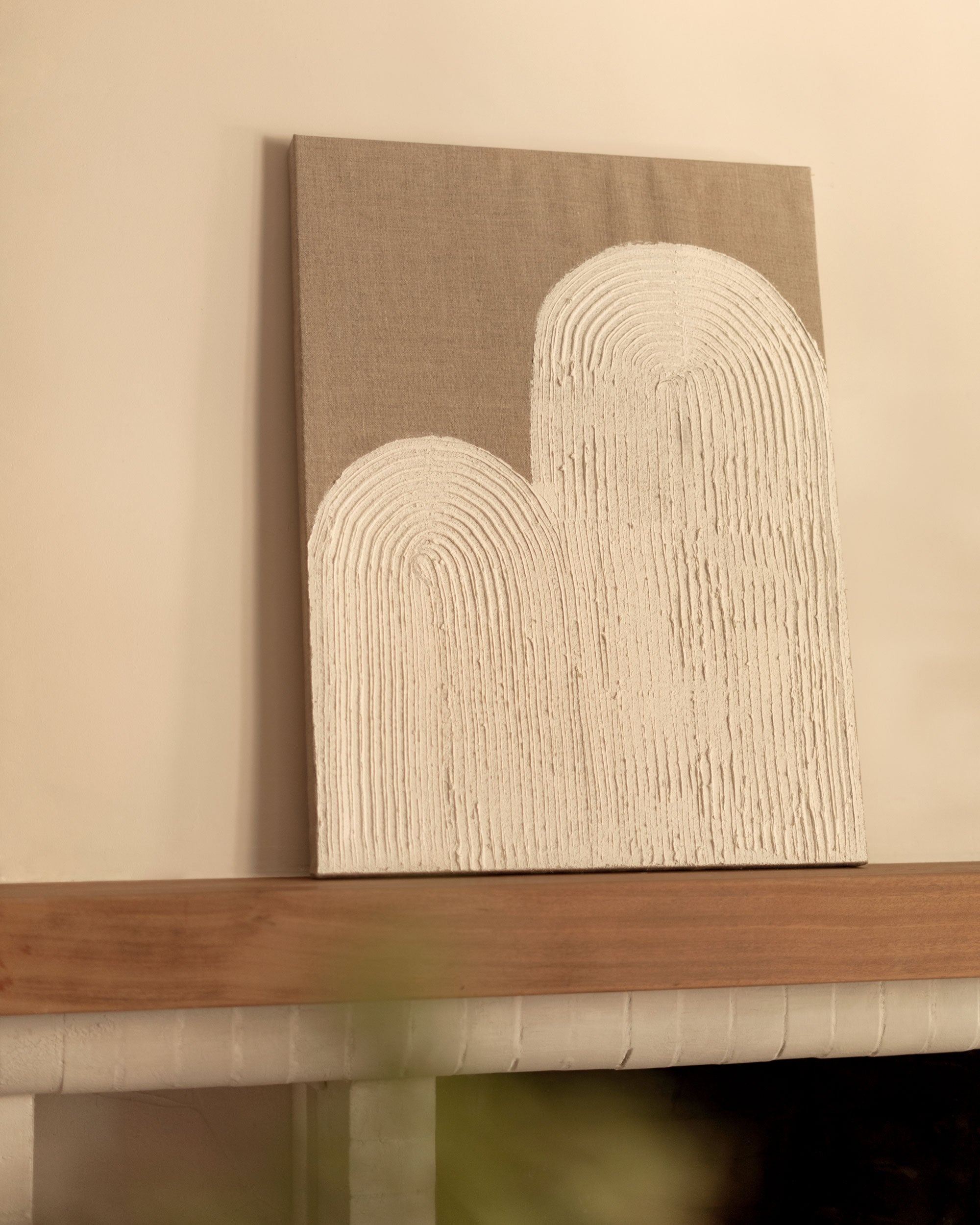 MARLENE - Tableau décoratif sur toile de lin avec cadre en bois marron clair peint à la main à la peinture à l'huile 100x80cm - DECOWOOD - 4