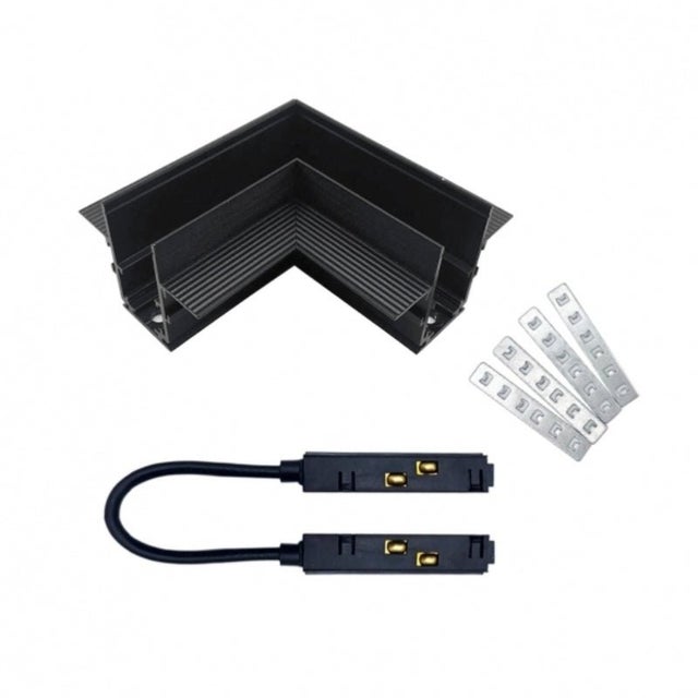 Connecteur Angle 90° pour Rail Magnétique Encastré Noir + Connecteur Souple - SILAMP