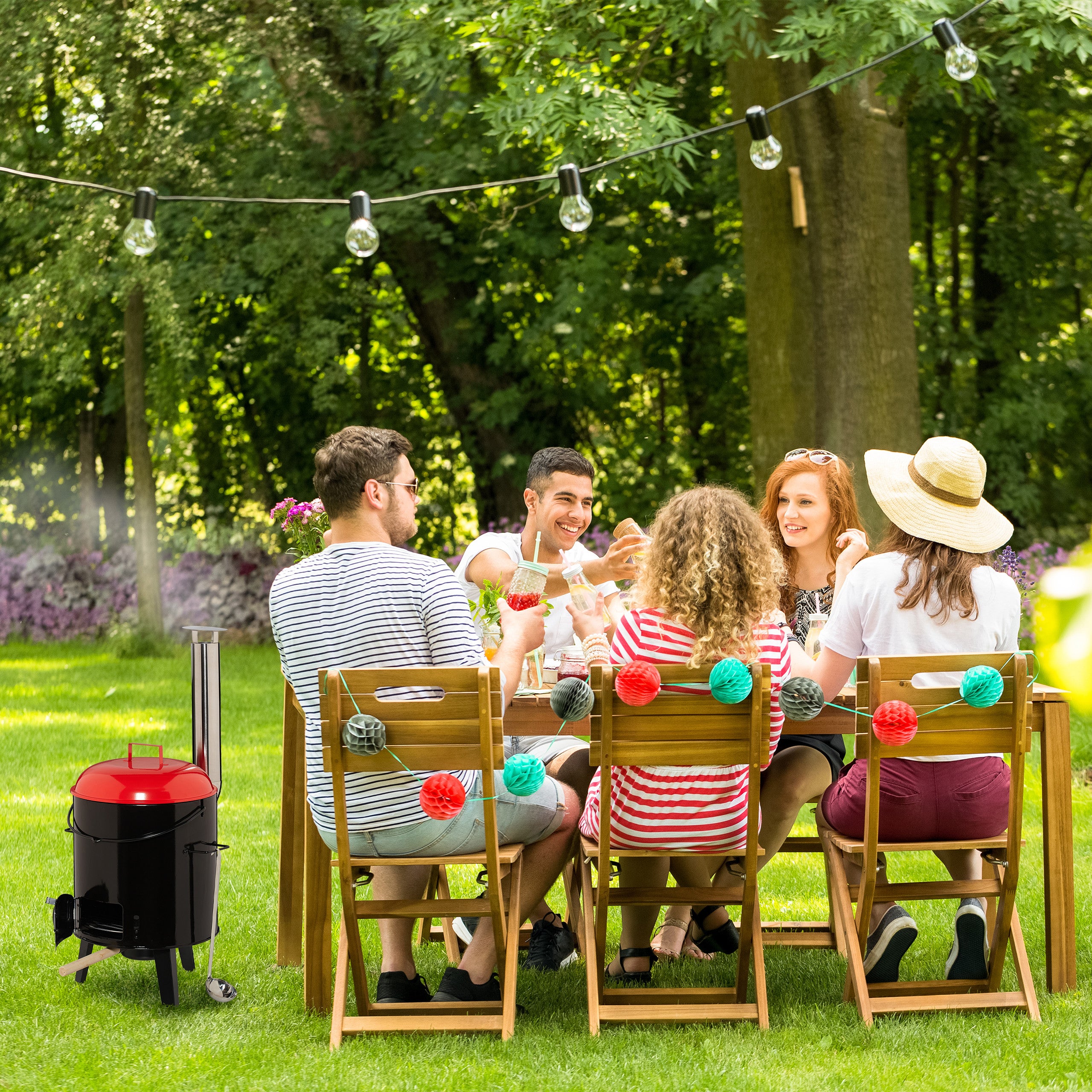 Marmite Chaudière Émaillée 14L Relaxdays Avec Grille Barbecue - Cuisson Extérieur