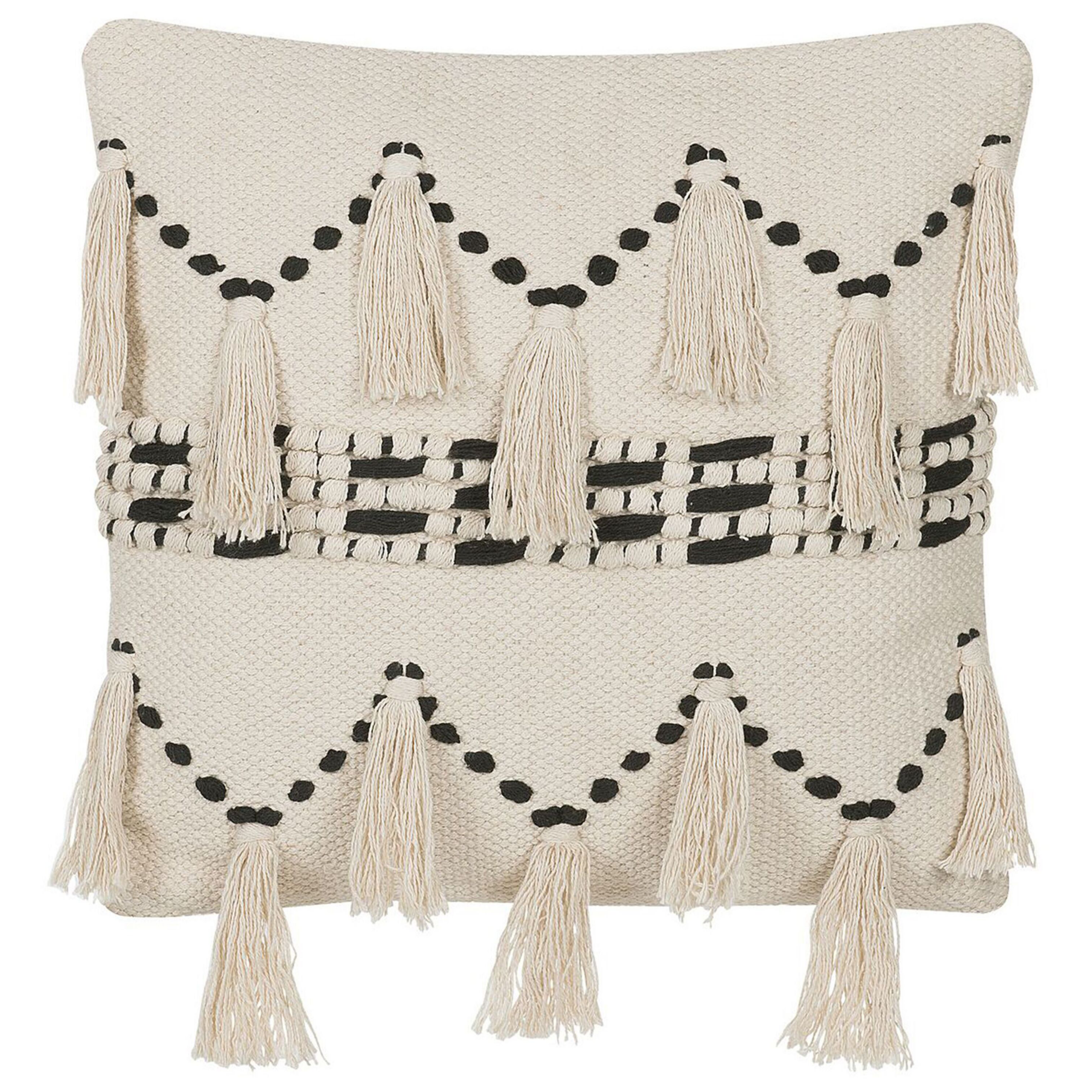 Beliani cojín decorativo thondi algodón 45 x 45 cm de rayas beige