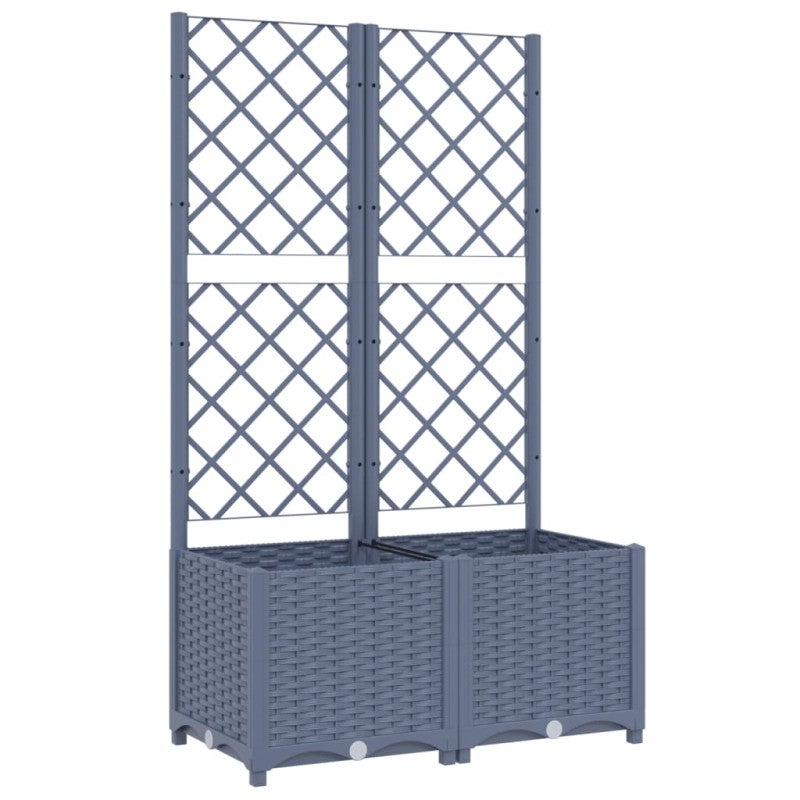Jardinière avec treillis bleu gris 80x40x136 cm PP - 2