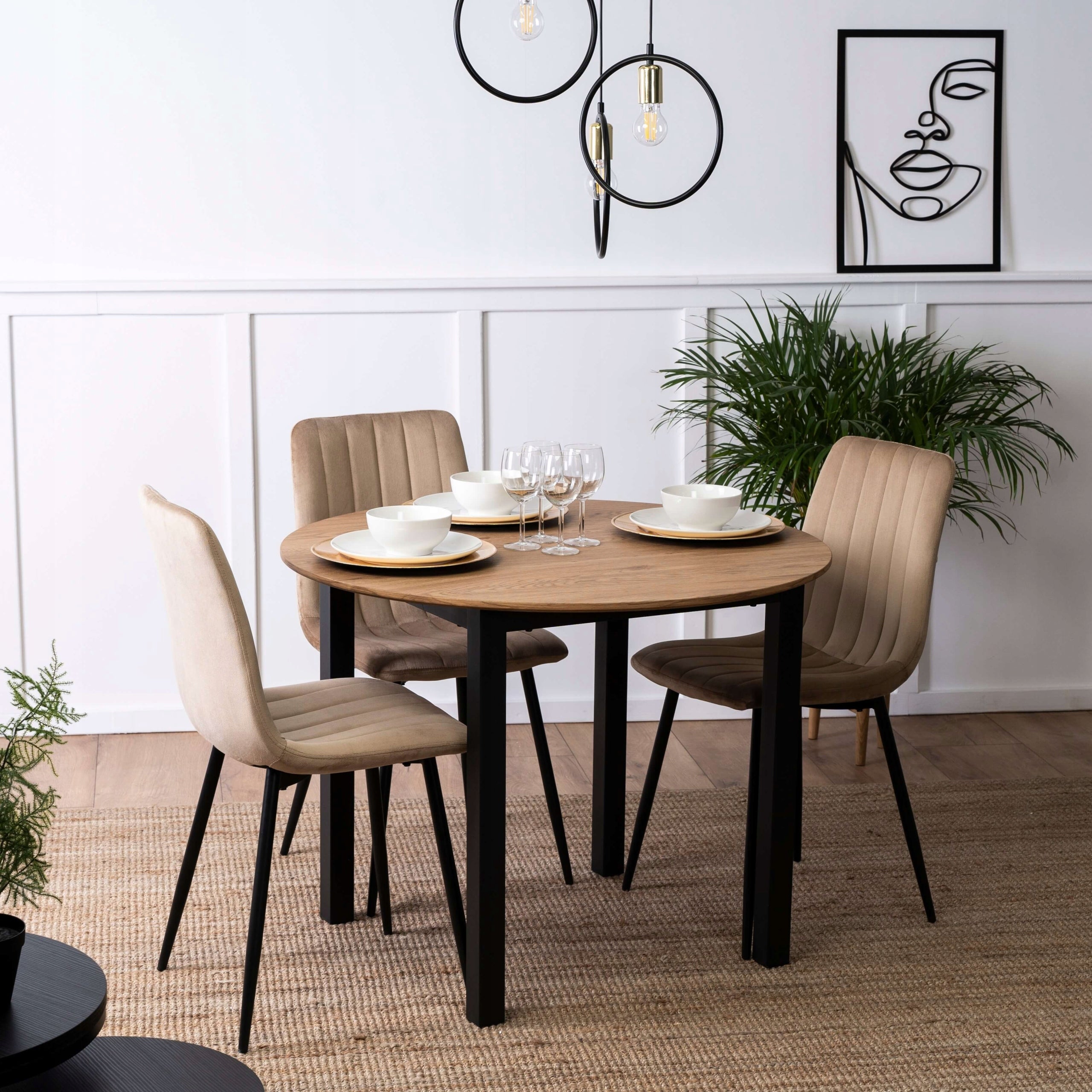 Stół Okrągły Kuchenny Do Jadalni Salonu Kuchni Loftowy Dąb Złoty TEO Ø100 - 2