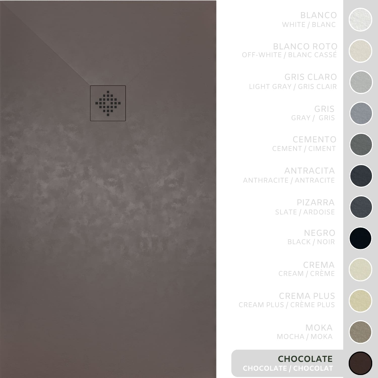 SOULHOME Brodzik prysznicowy– Żywica– Gel Coat– Gładka/Kamienna tekstura – Antypoślizgowy – Kolor czekoladowy – 120x80- Niski 3 cm– SAME