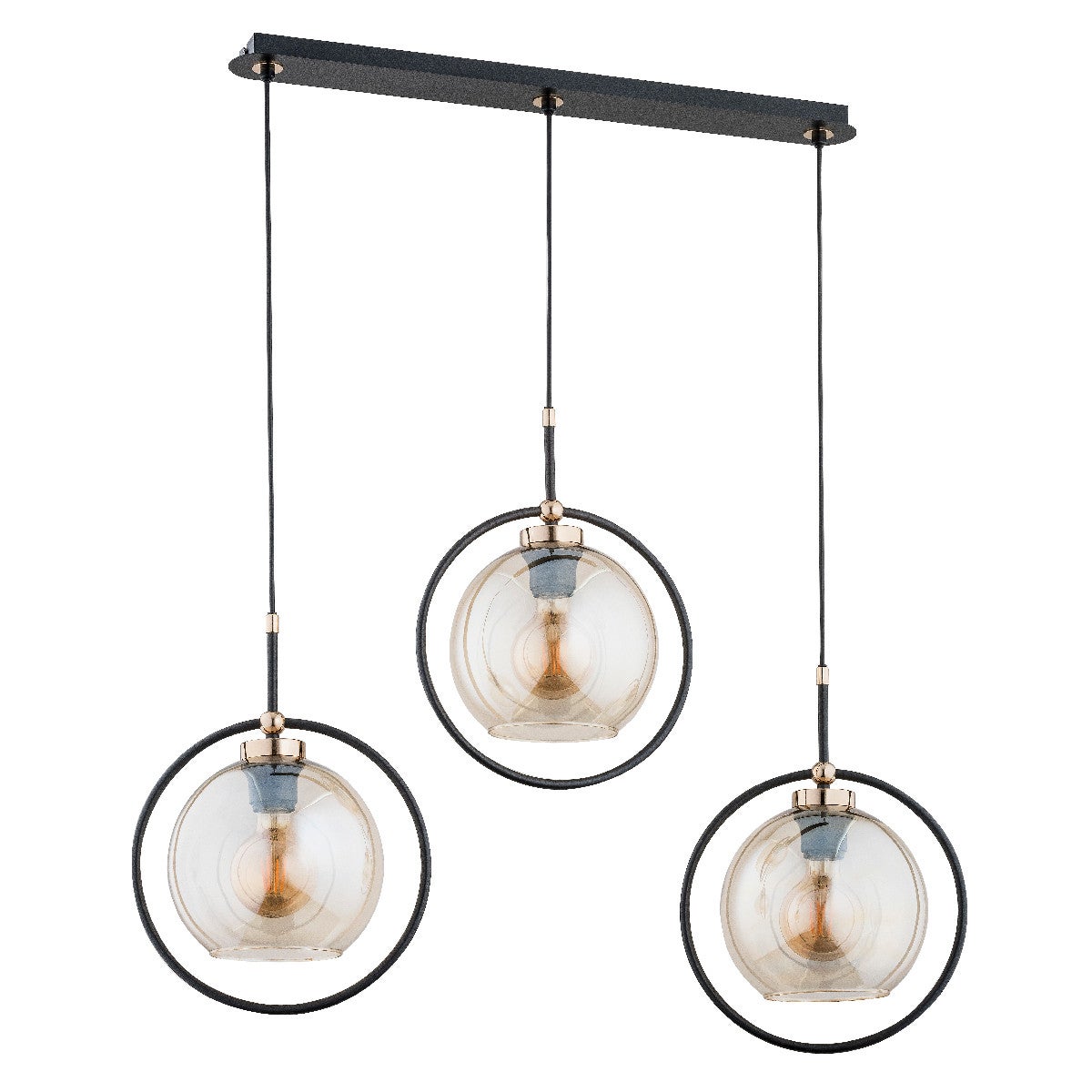 Lampa wisząca Seldi czarno-złota 3xE27x15W dekoracyjna wym: 90 x 27 x 85 cm metal Alfa