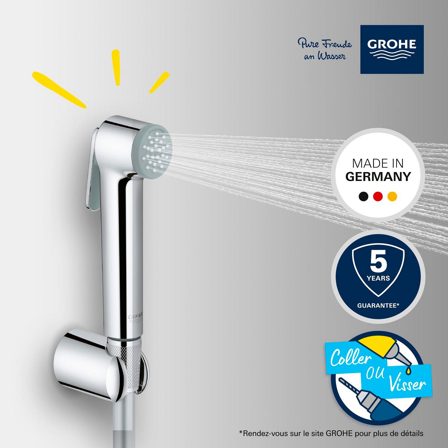GROHE Douchette 1 jet avec support mural Vitalio Trigger Spray 30 Chromé - 6