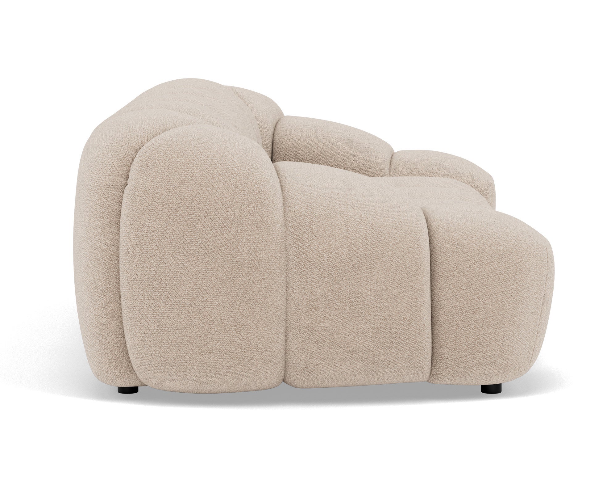 Canapé droit 3 places en velours texturé beige - AVA - Best Mobilier - 3