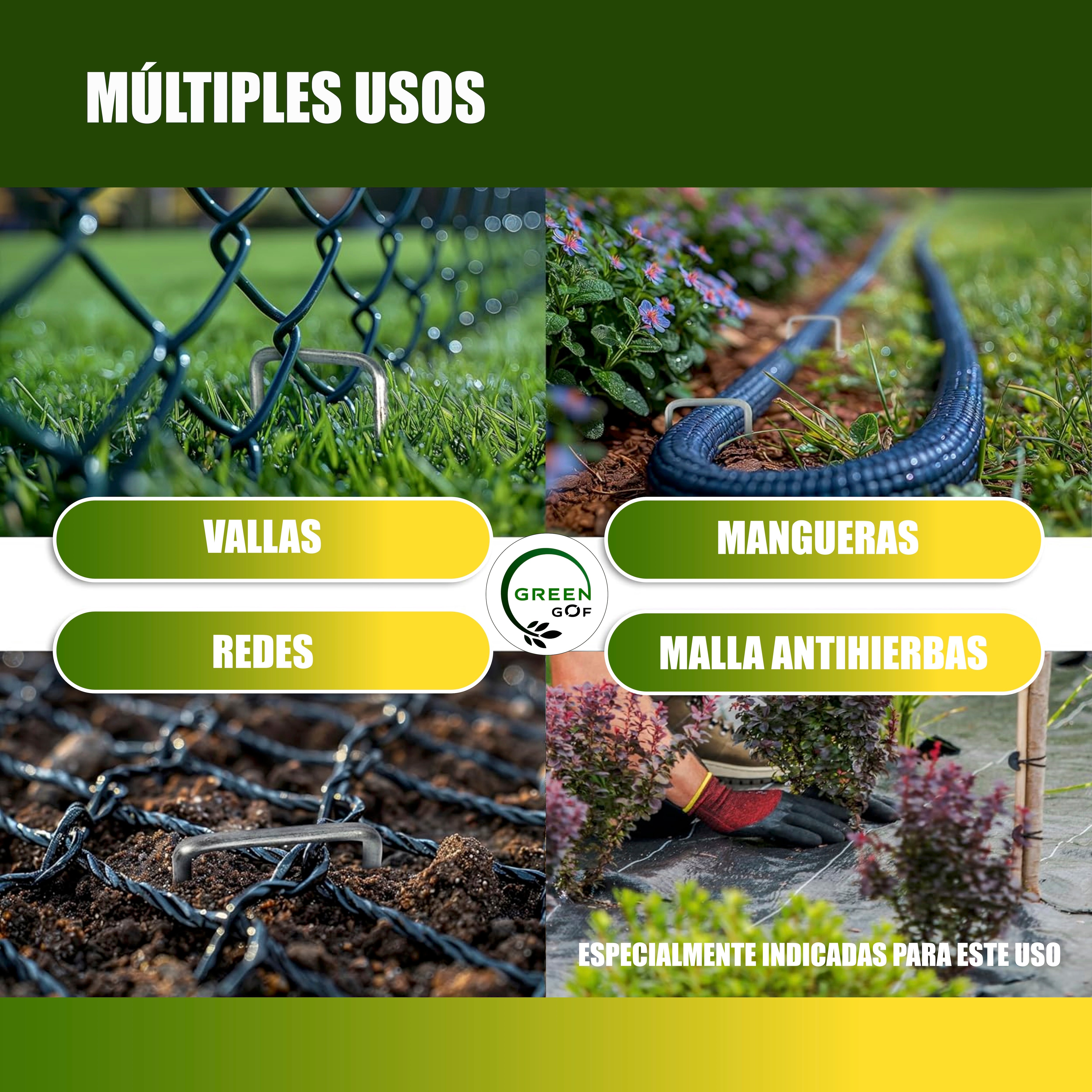 GREEN GOF 200 Grampos para Malha Anti-grama, Grama Artificial e Jardim. Aço Galvanizado, 15x4cm, Ø3mm. Ultra Resistente e Anticorrosivo. - 4