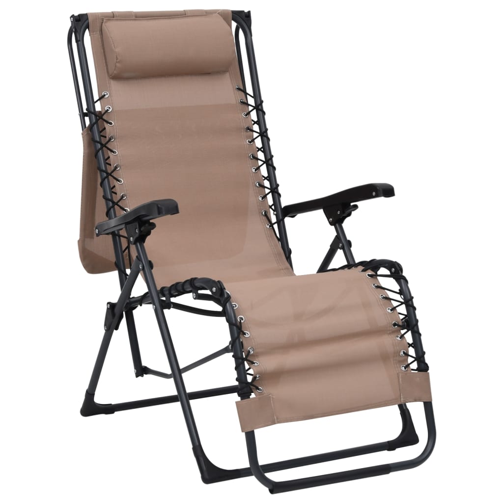 Chaise pliable de terrasse Textilène Taupe - 3