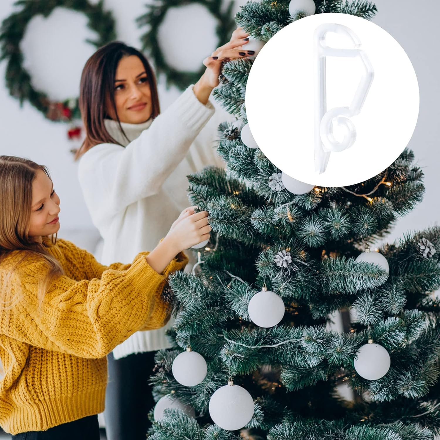 Lot de 100 crochets de gouttière pour suspendre des guirlandes de Noël pour lumières universelles d'intérieur et d'extérieur (noir) - 4