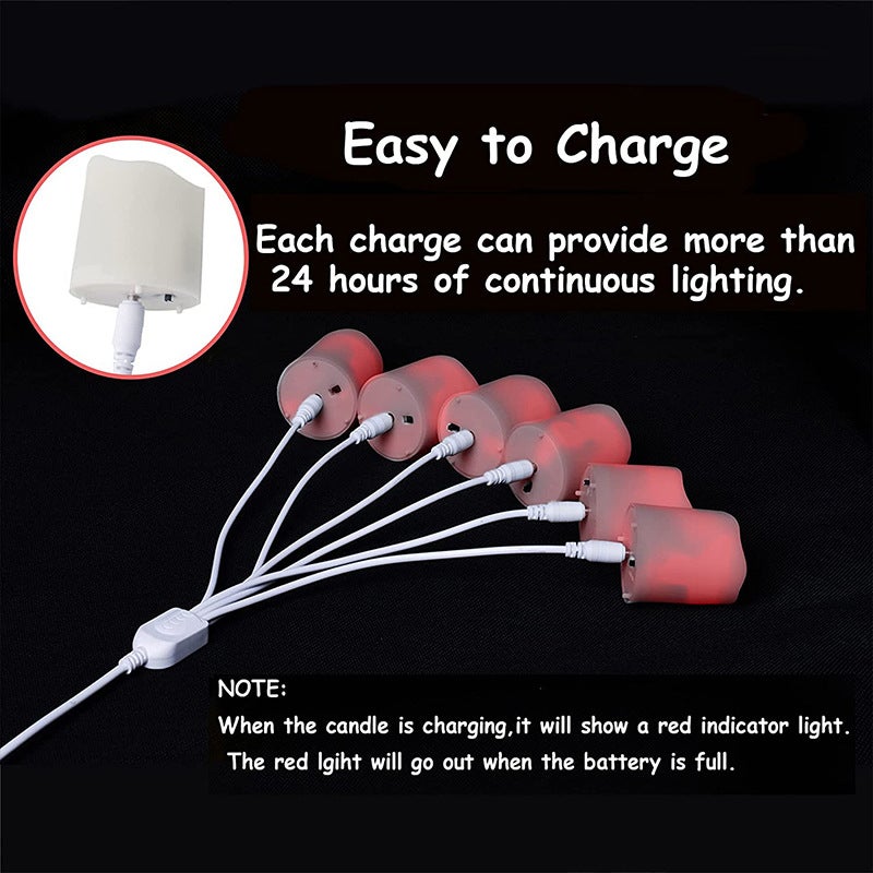 Lot d 6pcs Bougies Chauffe Plat LED Rechargeables, Fausse Bougie à LED Flamme Vacillante avec Télécommande et Fonction Minuterie, Bougies Electriques - 2