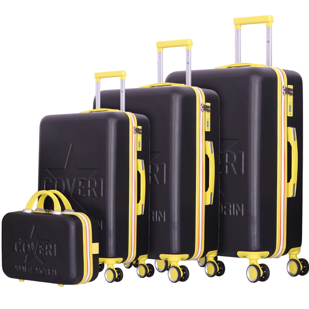 Set Valigie Rigide ABS Valigia Viaggio Nero con Ruote Easy Roll