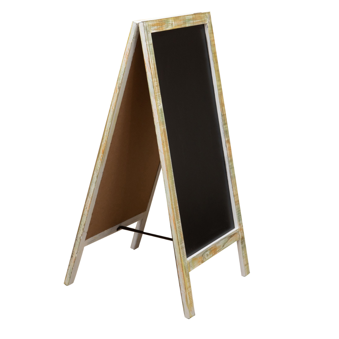 BISCOTTINI Chevalet Stop-Trottoir Double Face en Bois 99x50 cm - Ardoise Publicitaire pour Restaurant et Bar, Finition Antique Vieillie - 7