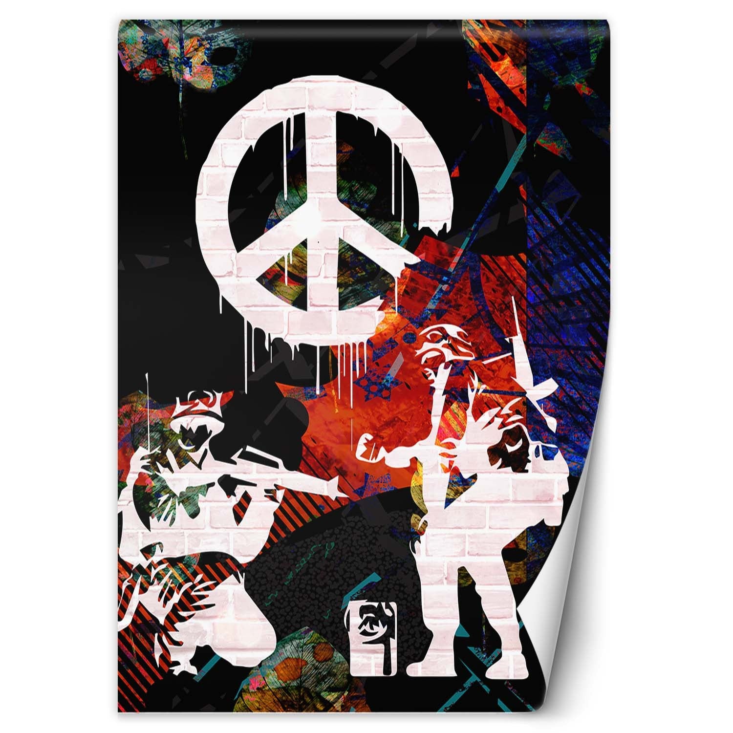 Fototapeta, Banksy Żołnierze i malowany znak pokoju 200x280