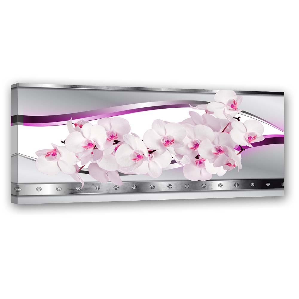 Obraz na płótnie, Biało różowa orchidea 90x30