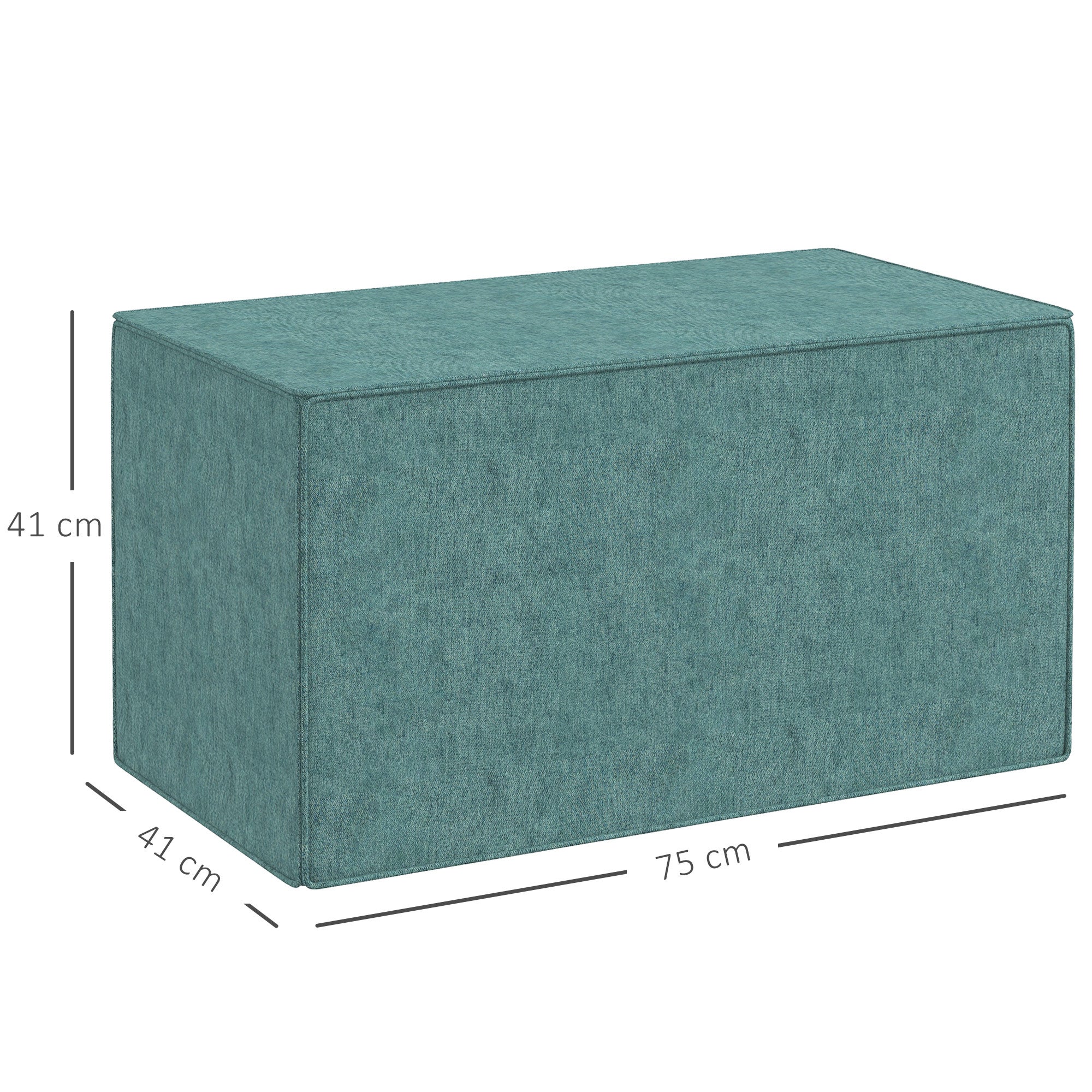 HOMCOM Poggiapiedi 2 in 1 con Rivestimento Rimovibile in Tessuto Effetto Lino, 75x41x41 cm, Verde - 3