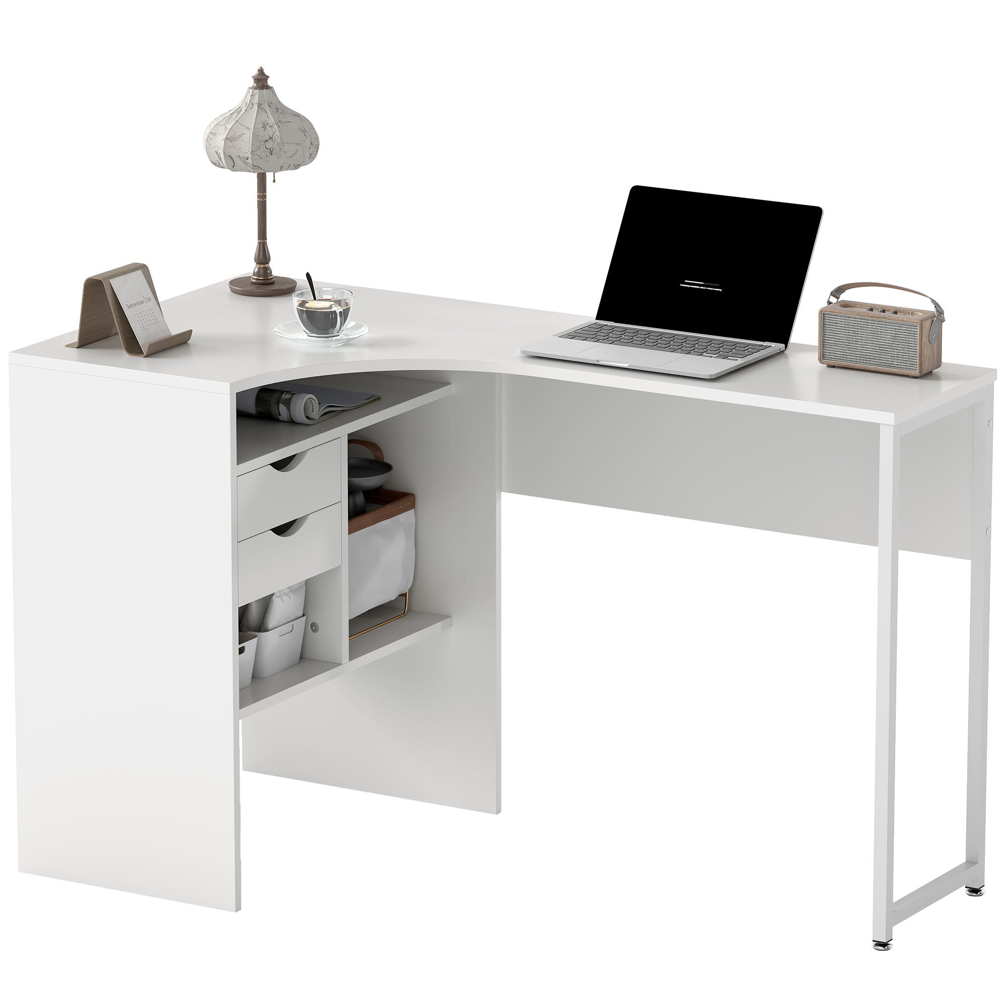 Bureau d'ordinateur,Table de travail,Table d'étude Blanc et chêne Bureau d'ordinateur,Table de travail,Table d'étude Blanc et chêne
