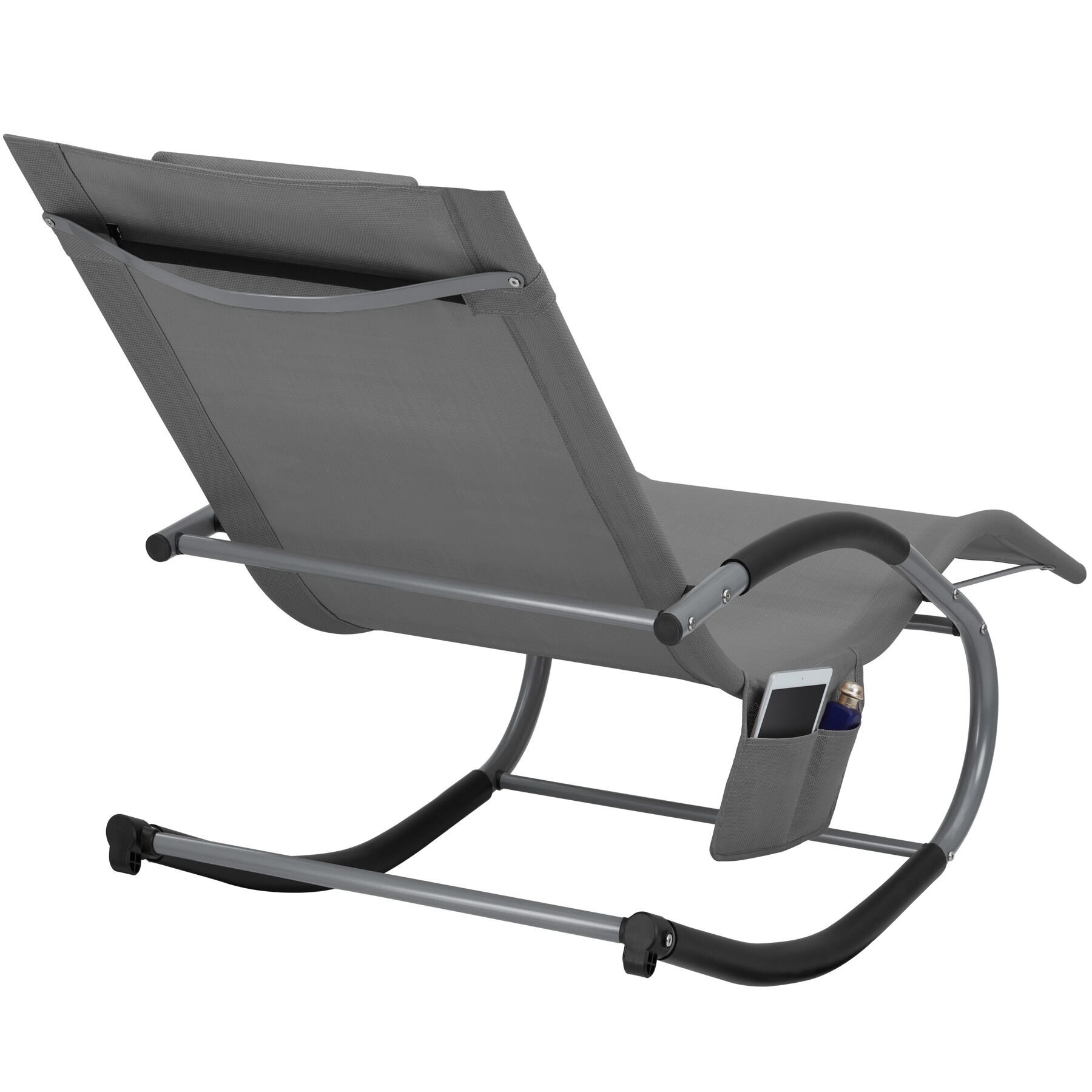 Lettino prendisole ergonomico con funzione dondolo grigio spiaggia TECTAKE - 4