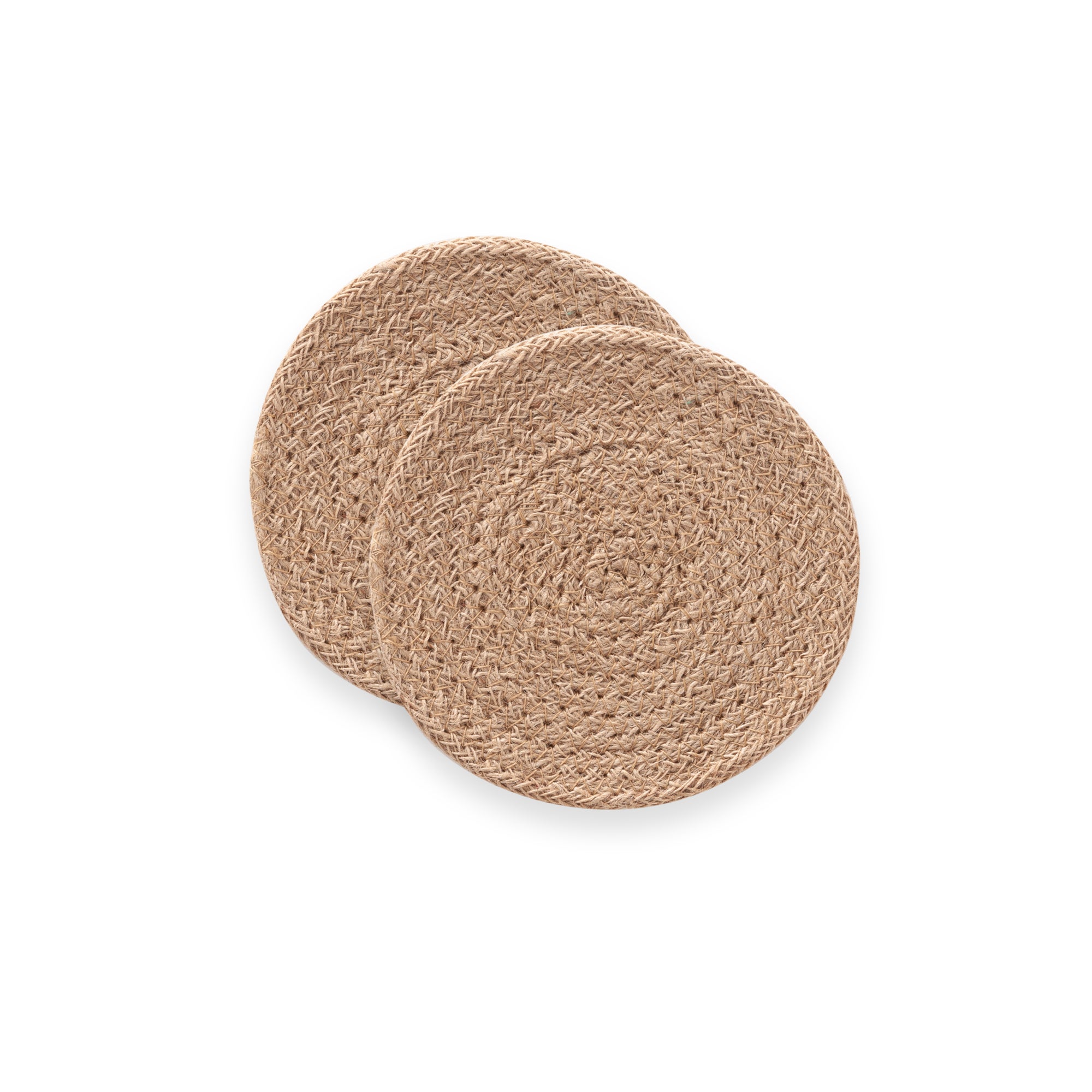 Lot De 2 Sets De Table Ronds En Jute Naturelle 25x25 Cm - Fabriqués à La Main, Style Rustique Écologique