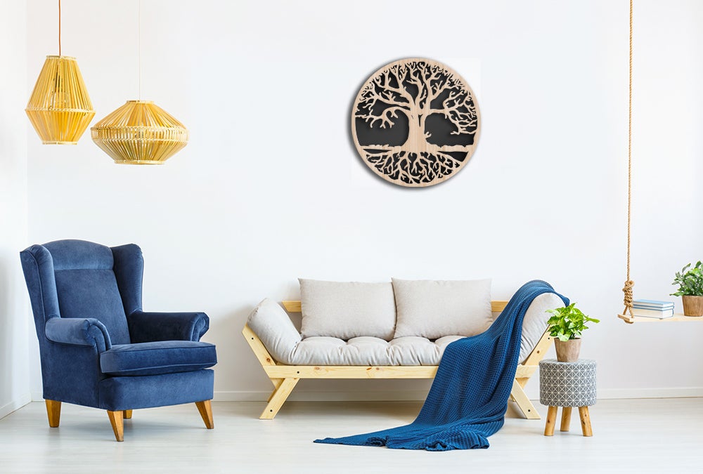 ARBRE DE VIE - Cadre Meuble Composite Bois Et PVC LASERCUT 60x60 cm - 4