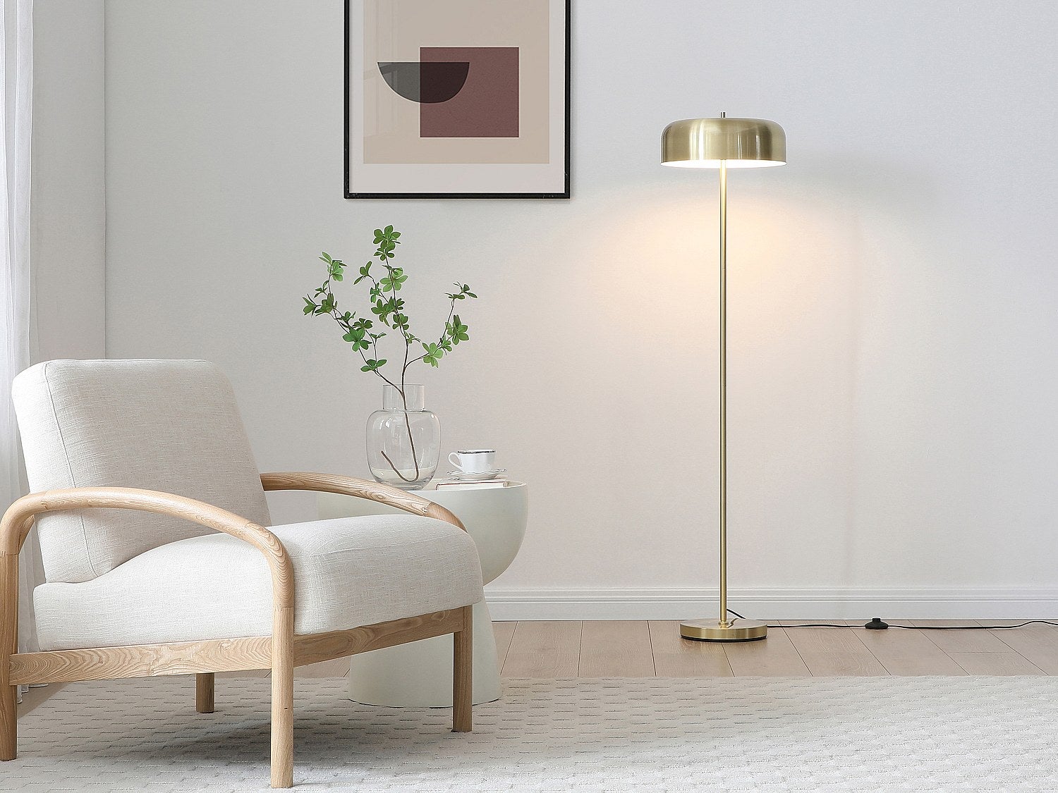 Lampa stojąca grzybek w szczotkowanym złotym mosiądzu śr.35 x wys.150 cm - CATAVI