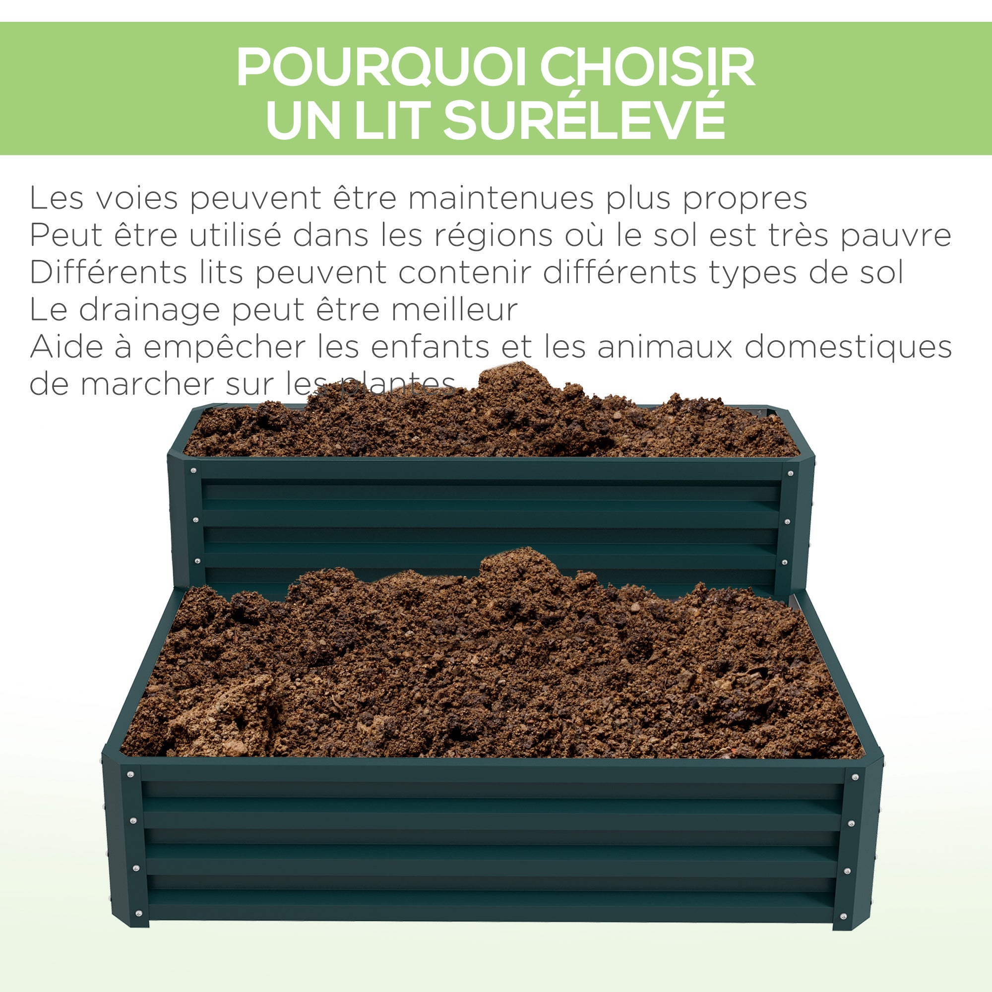 Carré potager de jardin Acier galvanisé Outsunny - 6