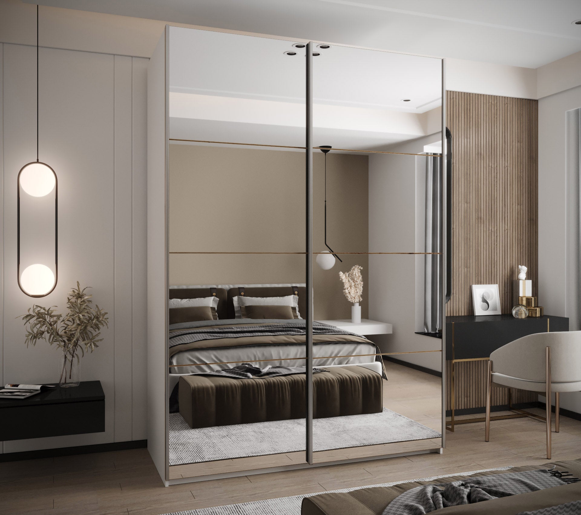 Szafa przesuwna wysoka Lux 2 170 x 64 x 245,5 cm biały + artisan + u. srebrny - Abiks Meble - 2