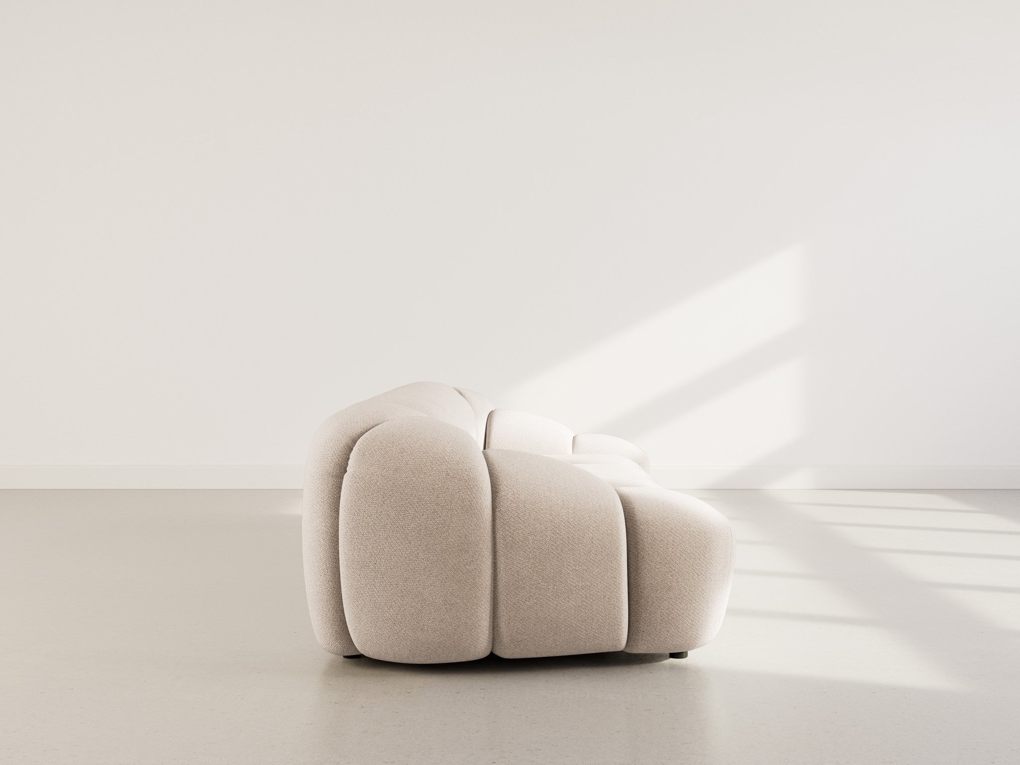 Canapé droit 3 places en velours texturé beige - AVA - Best Mobilier - 6