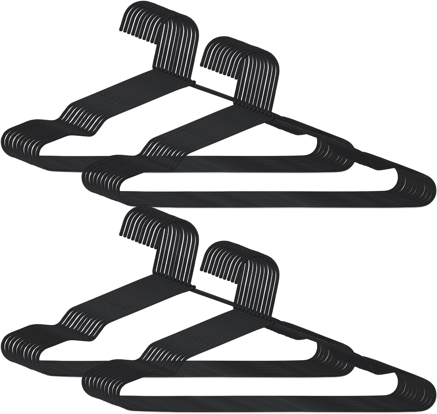 Lot De 20 Cintres Plastique Antidérapants Noirs 46cm - Idéal Vestes, Manteaux Et Pulls
