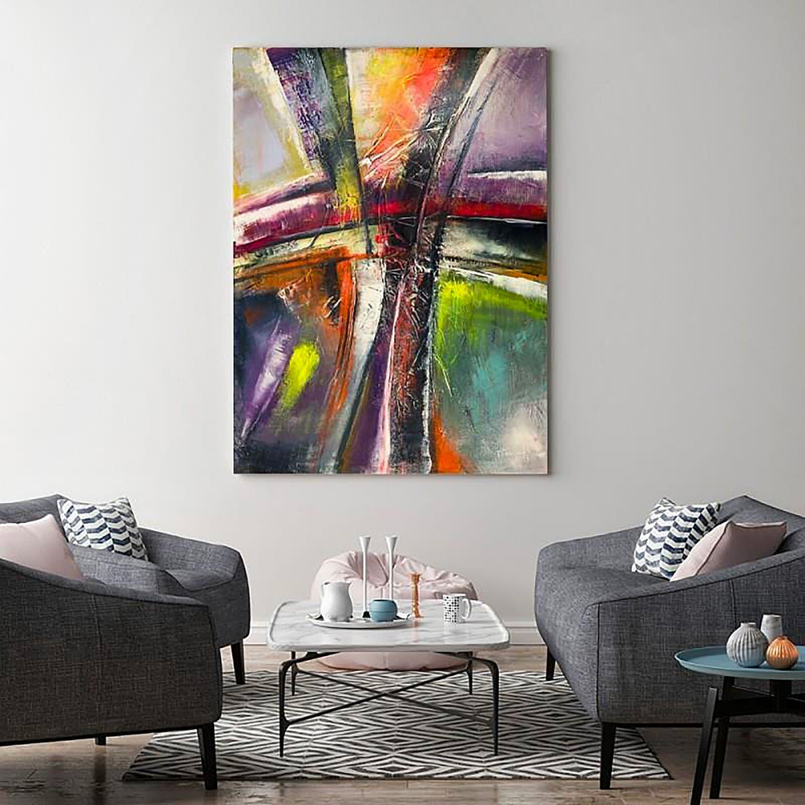 Tableau bois abstrait 74 - 70 x 100 cm - 2