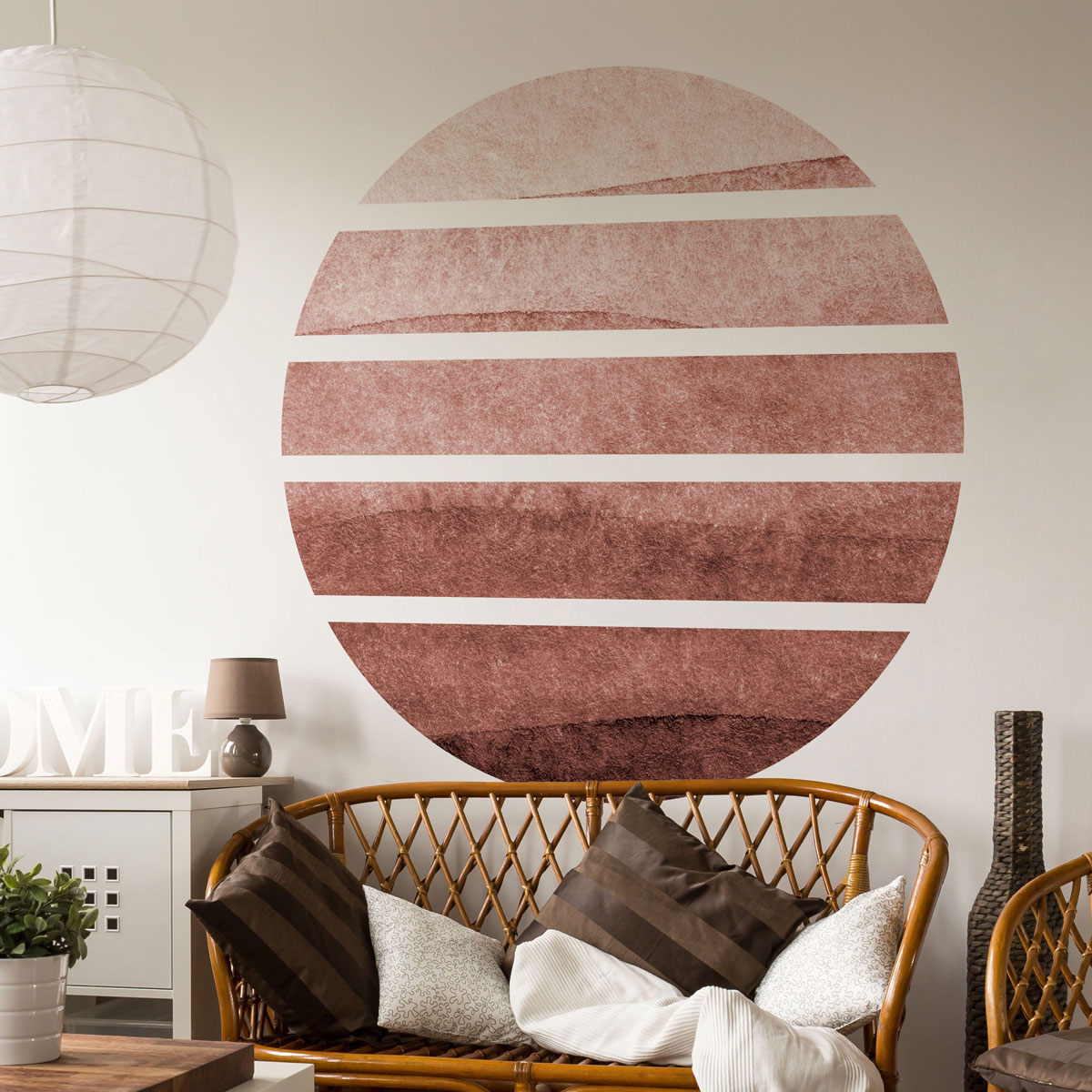 Papel pintado prepegado - círculo abstracto acuarela - adhesivo de pared - revestimiento sticker mural decorativo - l-h90xl90cm