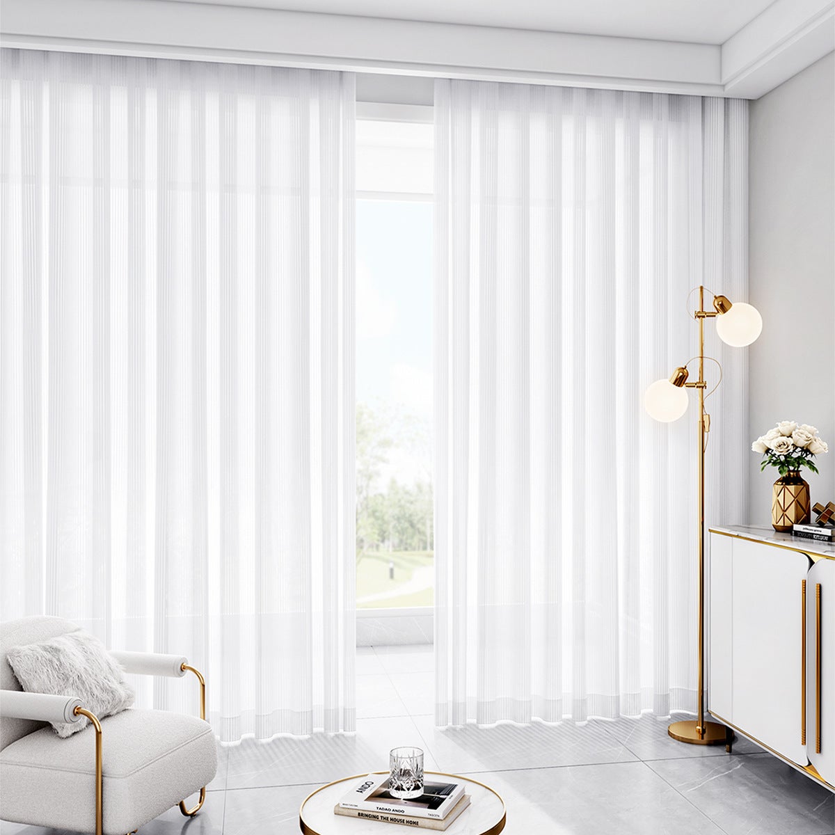 Conjunto de cortinas modernas de duas peças para sala de estar, cortinas verticais, 140 x 200 cm, bolso para varão, sem ilhós - 7