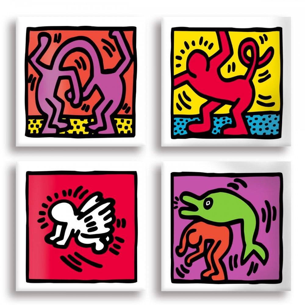 KEITH HARING - Zestaw 05 - 4 płótna 40x40cm na drewnianej ramie 40x40cm