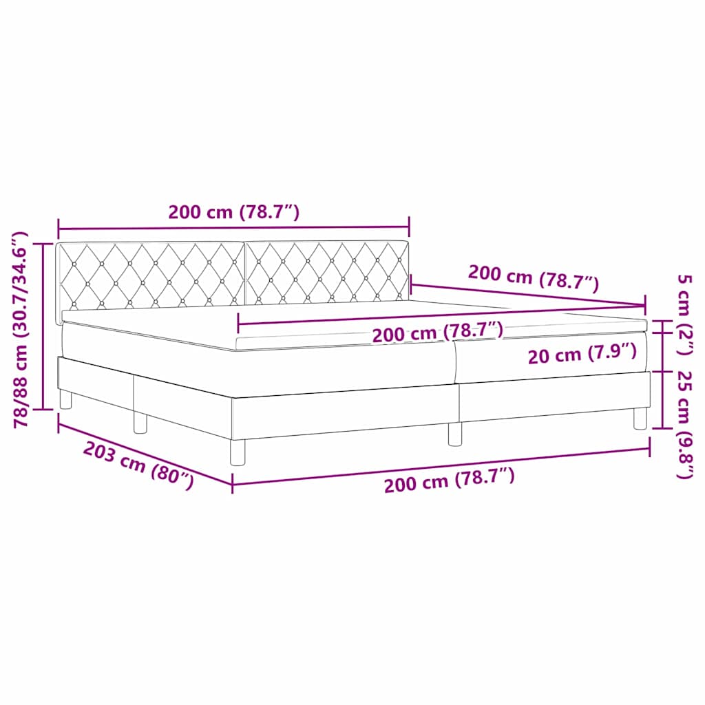 Cama tipo Box Spring Azul Oscuro 200 x 200 cm Terciopelo | Leroy Merlin