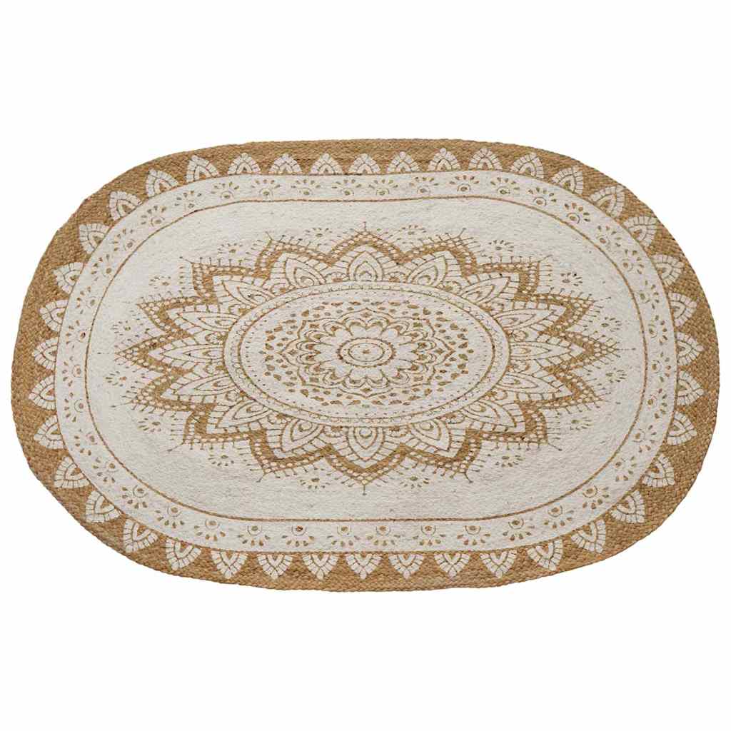 Dywan z juty Kwiatowy Naturalny 122 x 183 cm Juta vidaXL