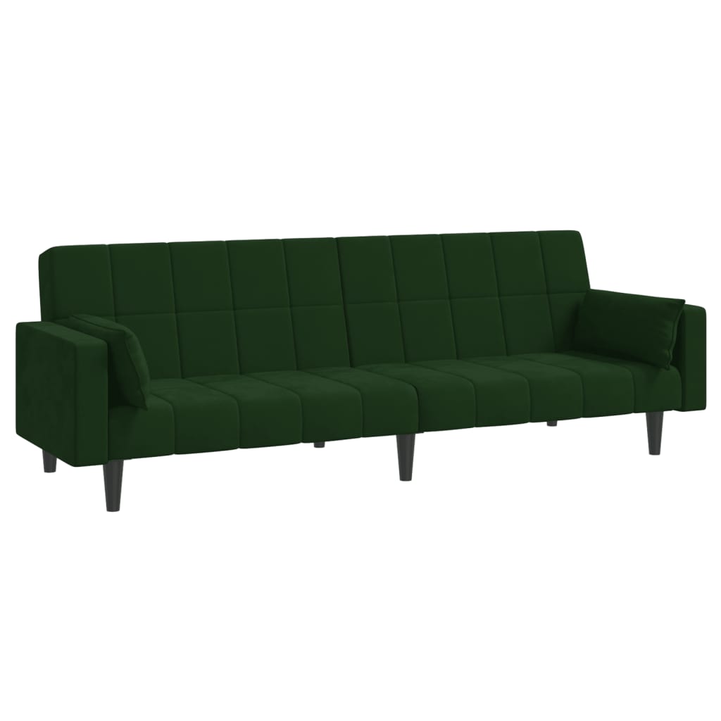 Sofá cama de 2 plazas moderno | cama para adulto con dos almohadas terciopelo verde oscuro cfw26519