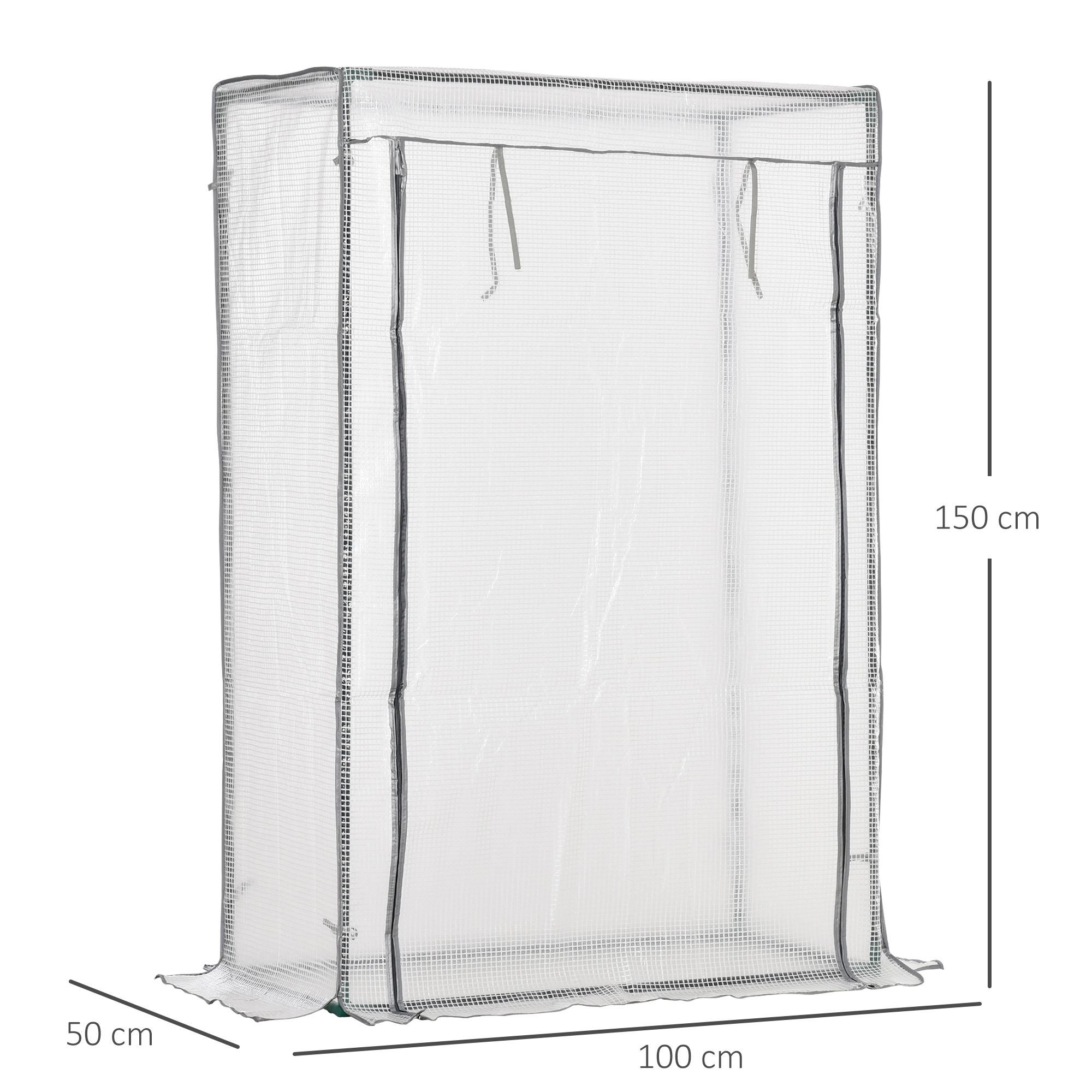 Serre à tomates 100 x 100 x 200 cm avec porte enroulable, mini-serre avec bâche en PE, serre d'extérieur pour jardin, balcon, cour, blanche - 2