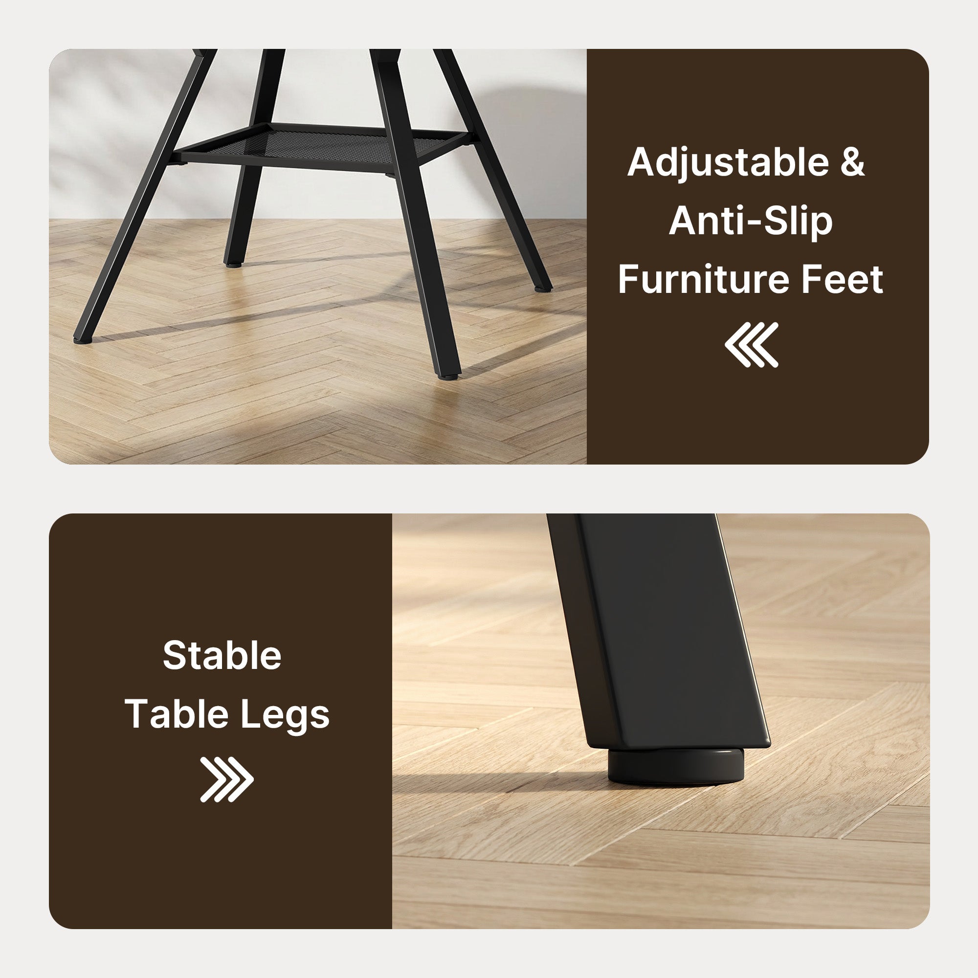 Mesa de comedor redonda moderna de madera negra y metal 100cm - Mesa de cocina industrial negra para 4-6 personas con estante de almacenamiento - 5