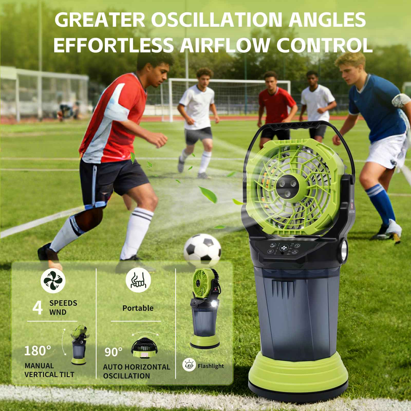 Ventilateur Brumisateur Portable F65 15000mAh Rechargeable Vert Haute Puissance Refroidisseur Air Extérieur Intérieur Silencieux - 6