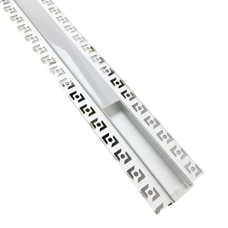 Profilé Aluminium encastré 2m pour Ruban LED Double Couvercle Blanc Opaque - SILAMP - 3