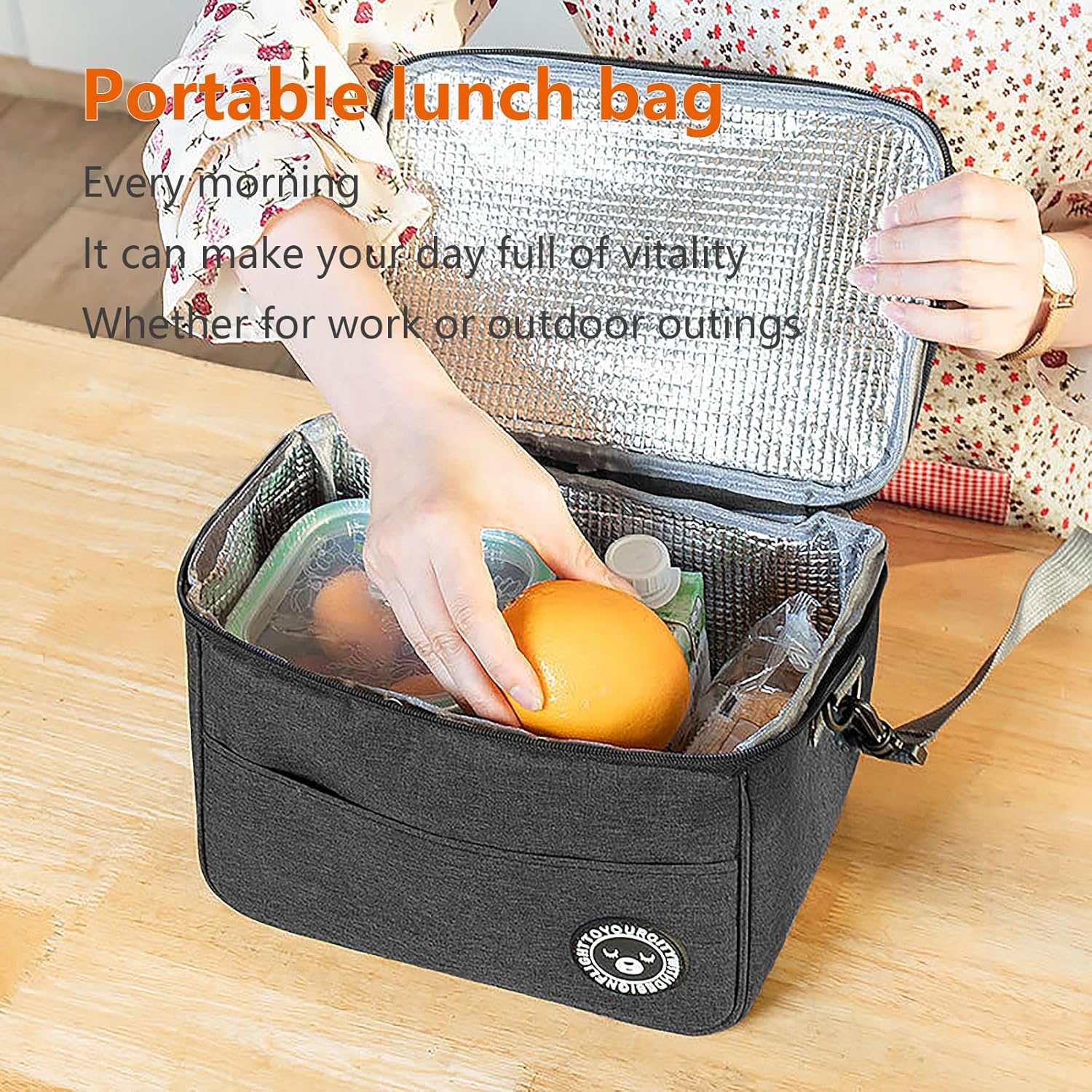 Borsa Termica Per Pranzo Isolata – Grande Capacità, Impermeabile, Per Uomo E Donna, Per Lavoro E Picnic (Nero)