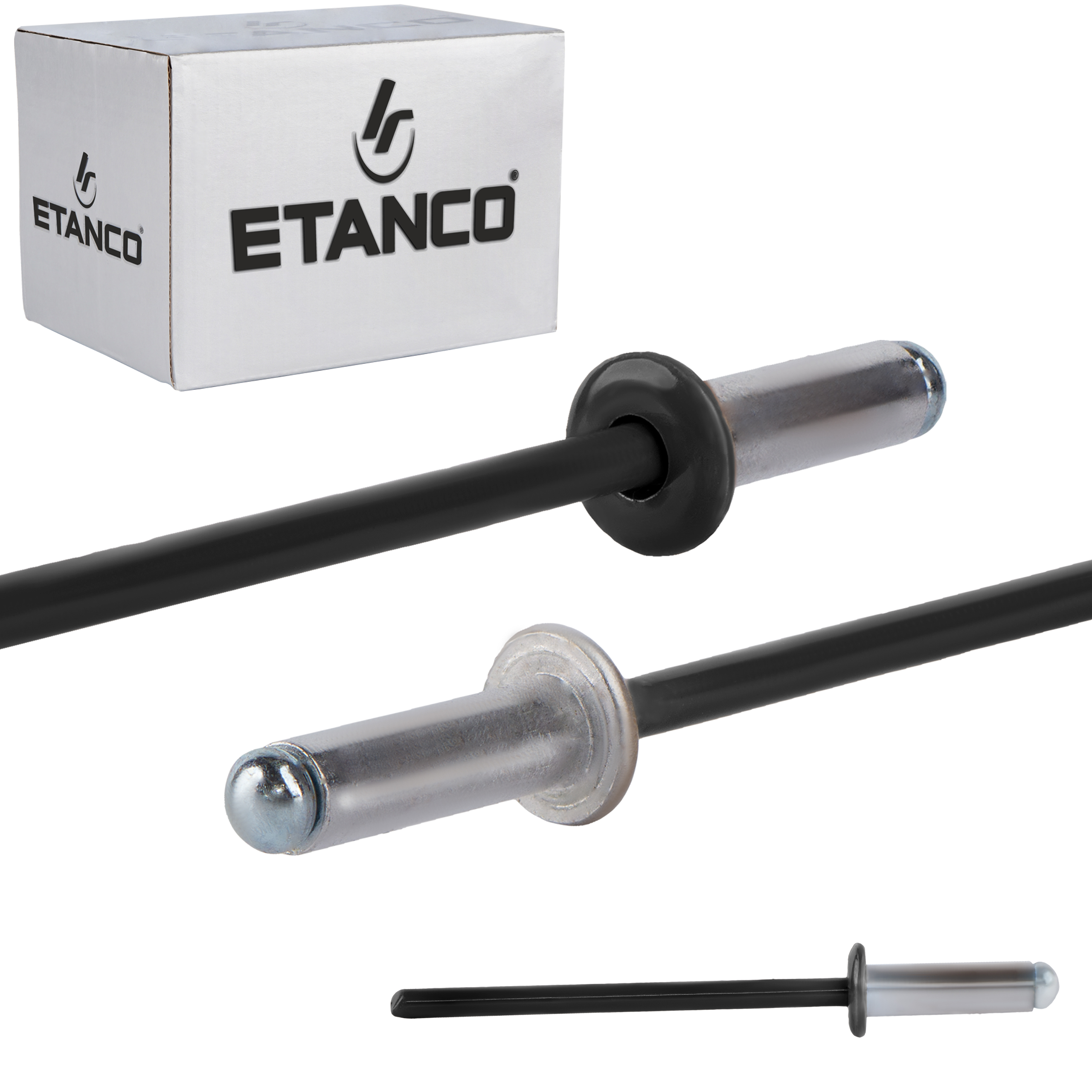 Nity aluminiowe zrywalne Etanco 4x12 mm RAL 9005 500szt