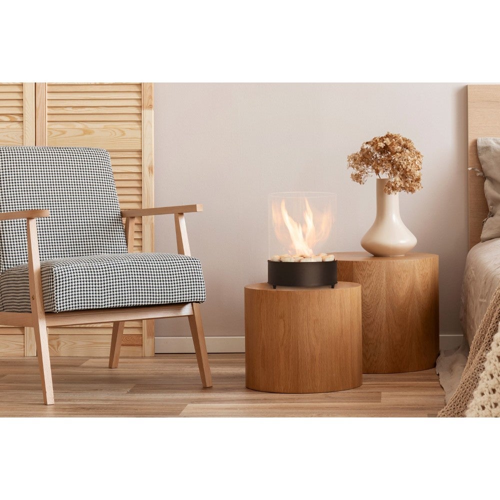 Lareira bioetanol 3 kW, 5 h, interior/exterior, compacta e elegante – Planika Chantico Glassfire – Alt 0,35 x Larg 0,25 x Comp 0,25 - 7