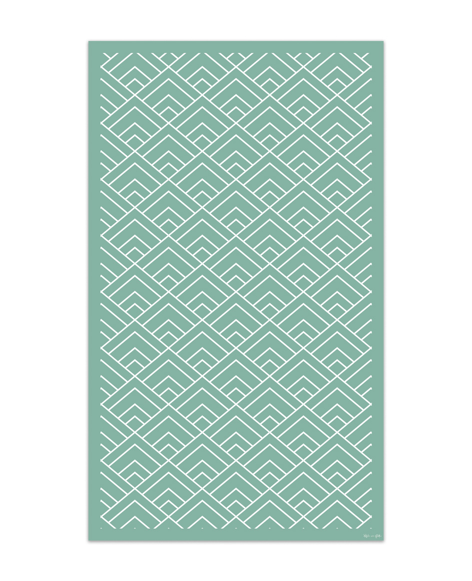 Alfombra de vinilo geométrica 09 verde 160x200 cm pvc cocina salón comedor