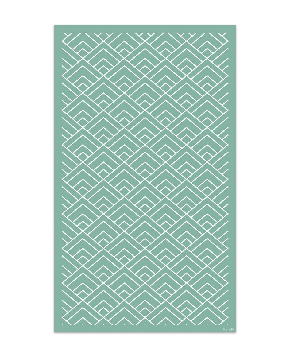Alfombra de vinilo geométrica 09 verde 120x120 cm pvc cocina salón comedor