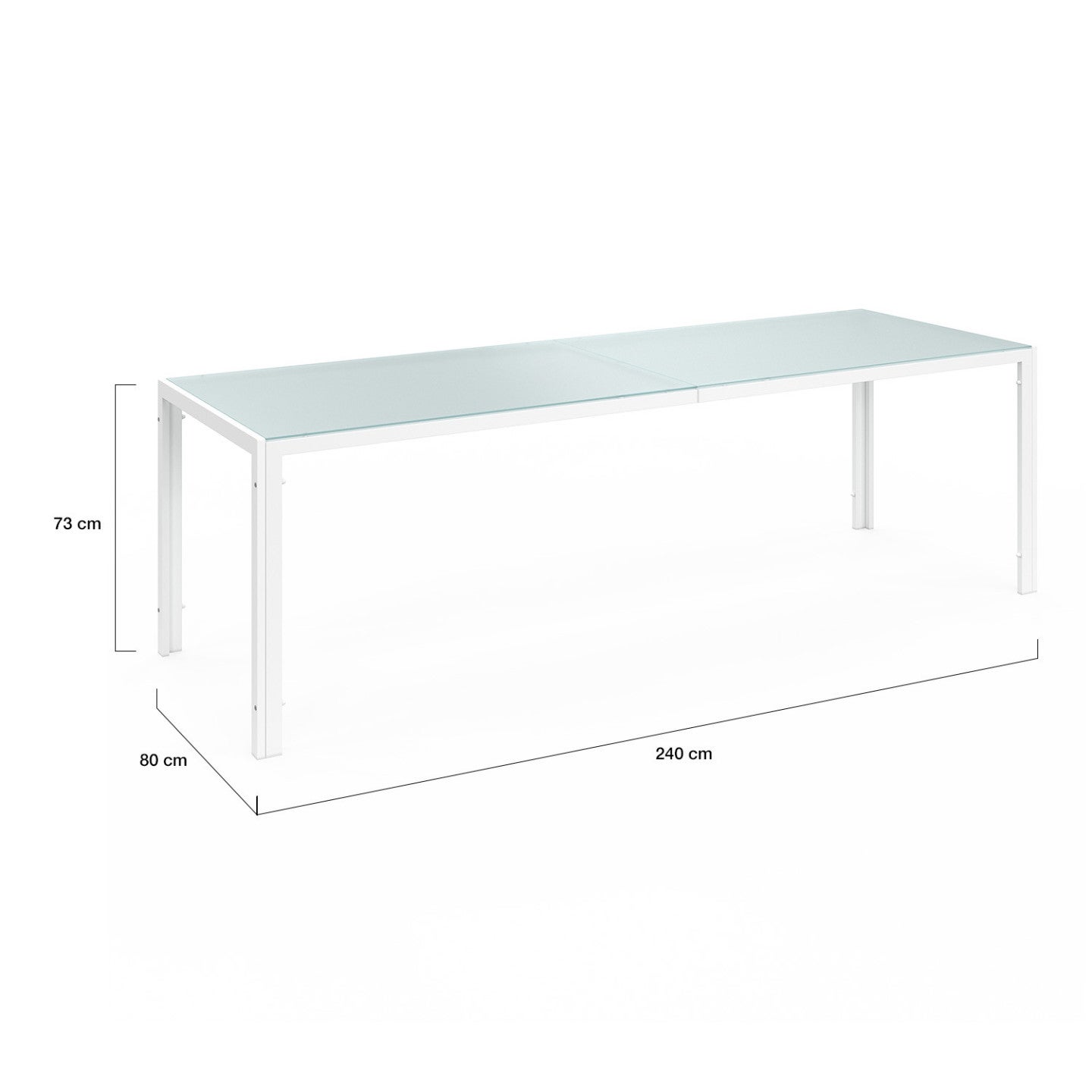Salon de jardin MADRID table 240 CM et 10 chaises empilables blanc et beige - 5