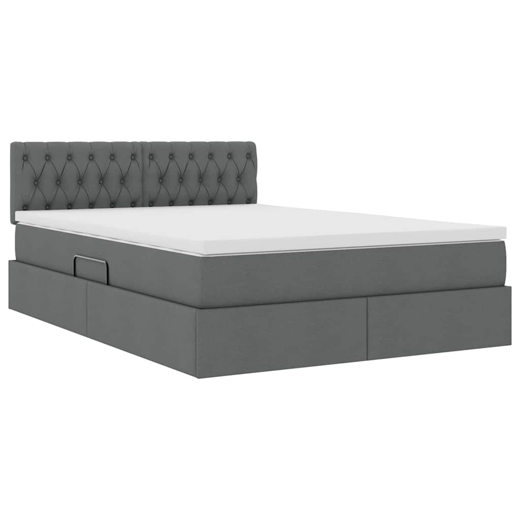 Lit avec rangement et matelas gris foncé 140 x 200 cm velours - 5