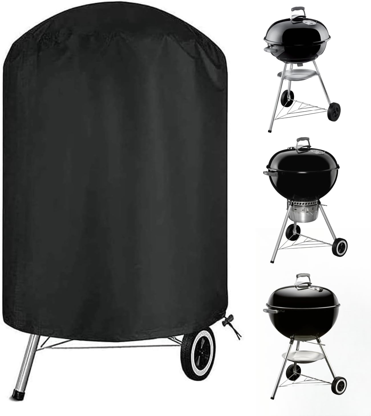 Pokrowiec na grill węglowy - Okrągły - Pasujący do większości grilli węglowych - 27,5 x 27,5 cala - Czarny